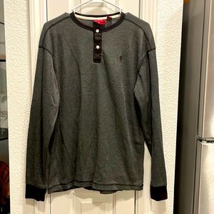 LADA men’s gray Henley thermal SZ M Gorp Layer Countrycore